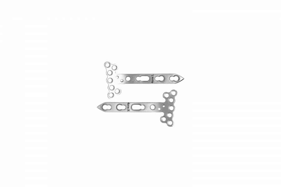 LTM T-shaped oblique plate with angular stability right/left (for screws 2,0/2,3 mm)