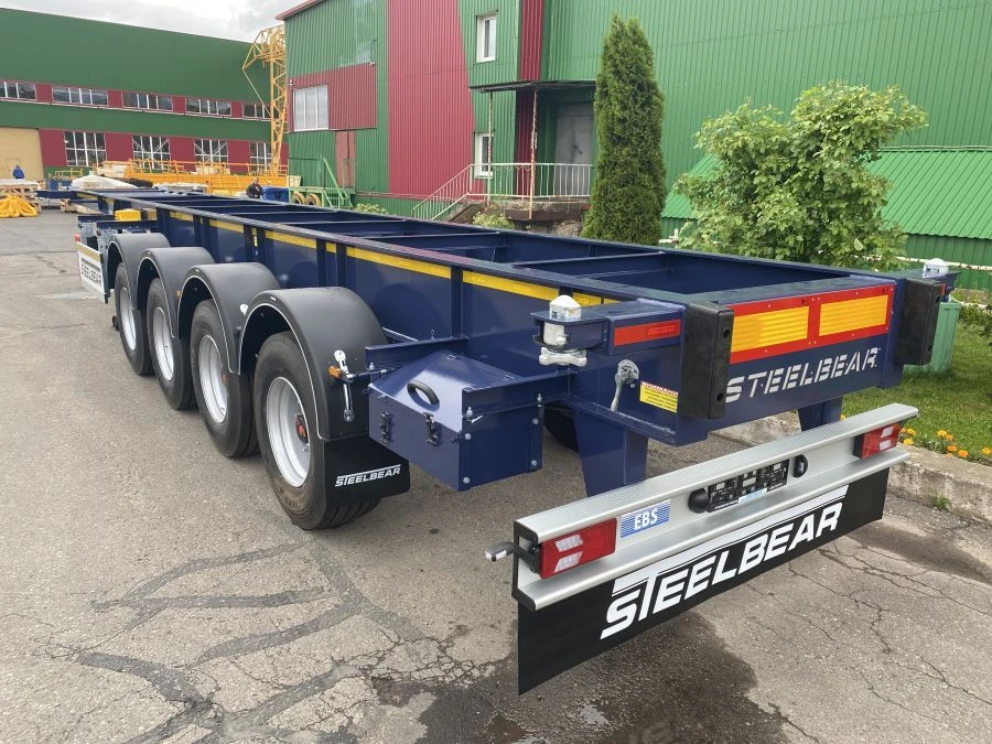 Four-axle semitrailer container carrier model PD-41 of modification PD-41N with axle unit BPW HSFALM 9010-15 V36 61.68.361.147QS