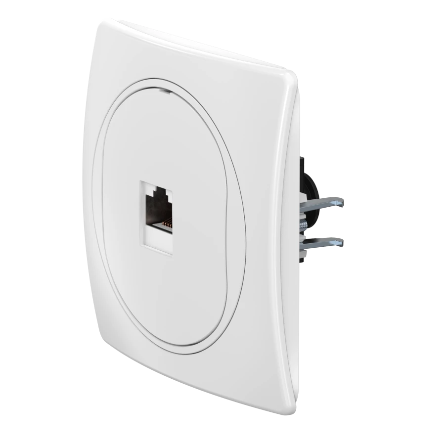 CADUCEUS ALING EON Flush-mounted computer socket with Keystone RJ45 8P8C cat.6 UTP module, white, art. no. E6150.00 (mechanism).