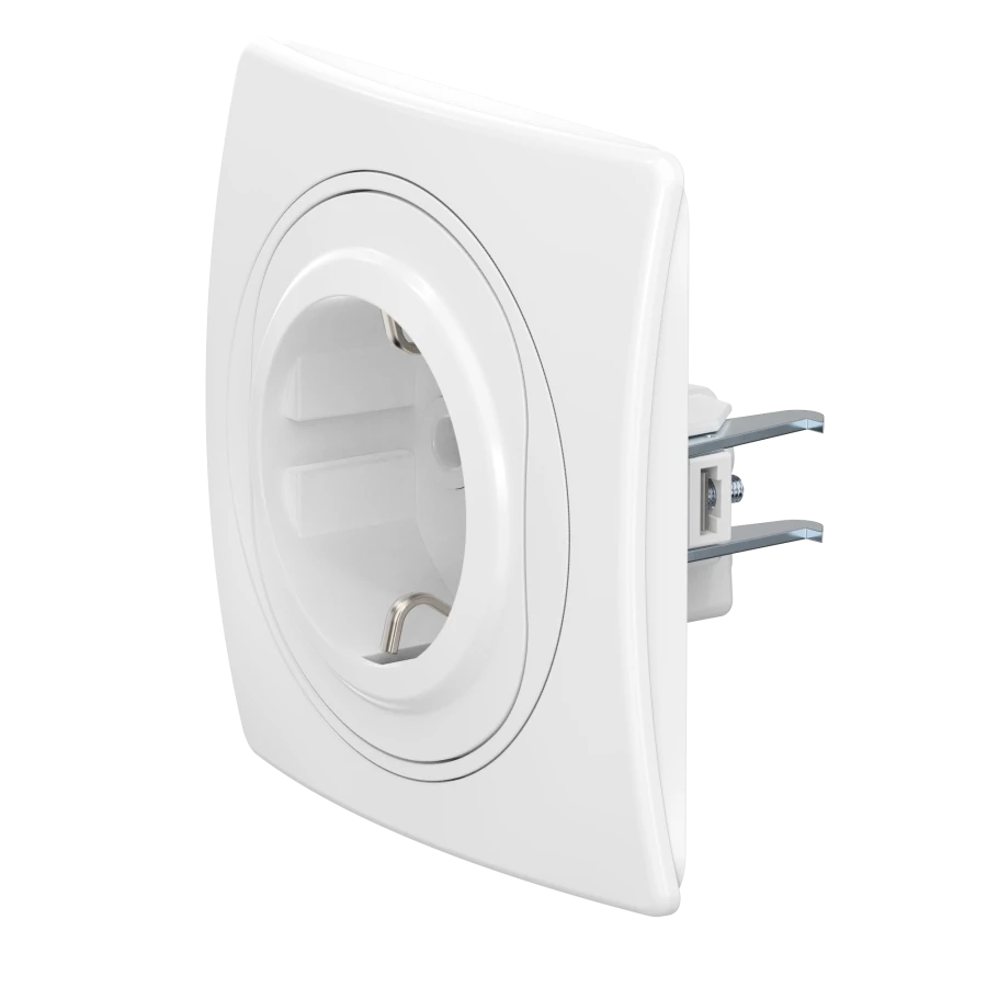 CADUCEUS ALING EON Flush-mounted socket outlet with earthing without blinds with plastic base 16A, 250V~, white, art. no. E630.0