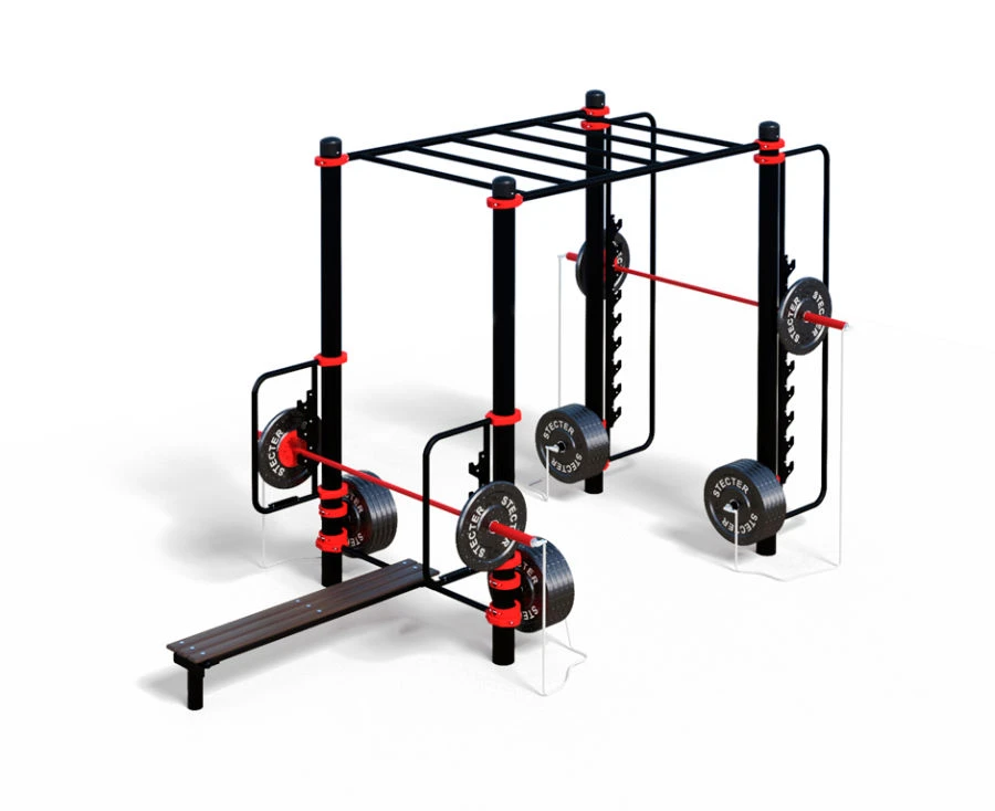 WORKOUT-FIT outdoor gym with barbell for bench presses and squats