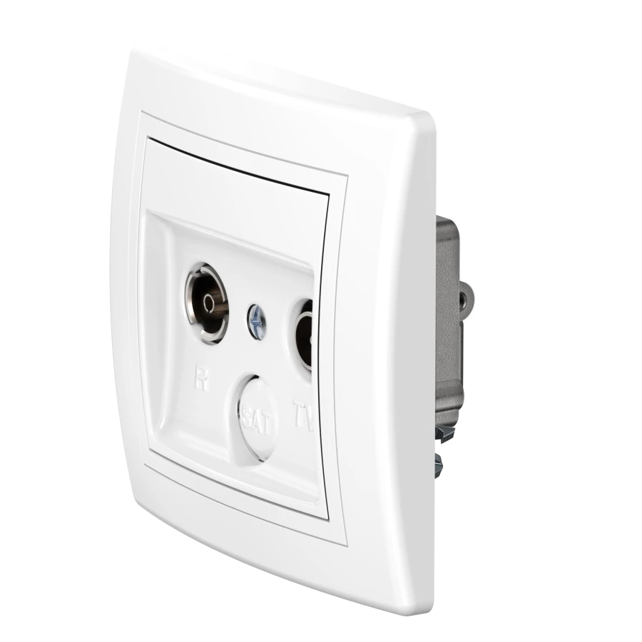 CADUCEUS ALING PRESTIGE Flush-mounted aerial TV/FM feed-through socket, white, Art. 612P.000