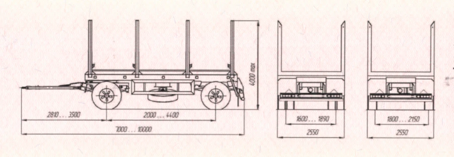 Timber Transport Trailer UST 94651H with 4 or 5 Cone Supports