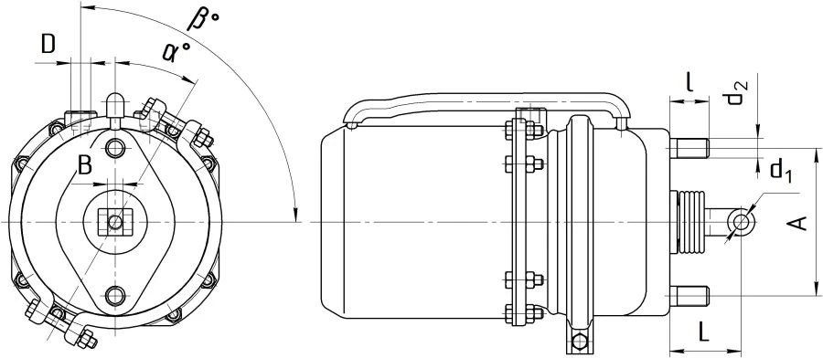Brake chamber with spring energy accumulator type 20/20 100-3519100-70