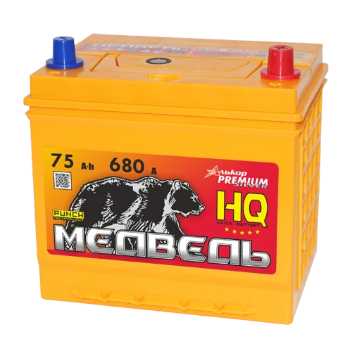 Lead battery for starting piston engines 6ST-75VLA Asia 95D23 "Bear"