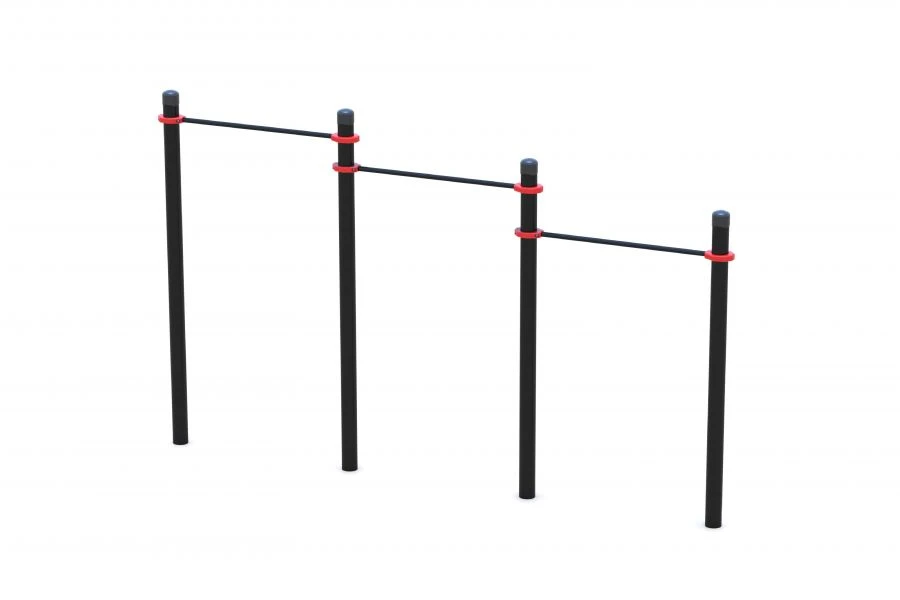 Bars of different levels made of four support posts and three bars