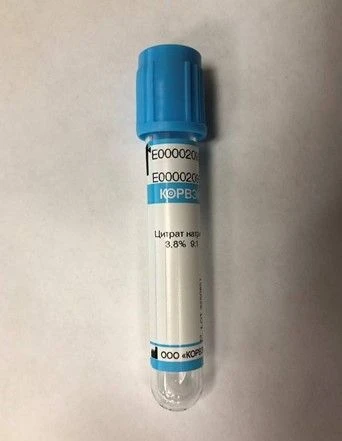 CORVAY Sodium citrate 3.8% 9:1 vacuum venous blood collection tubes, double walled, plastic Size: 13*75 mm; Vacuum volume:1.28 m