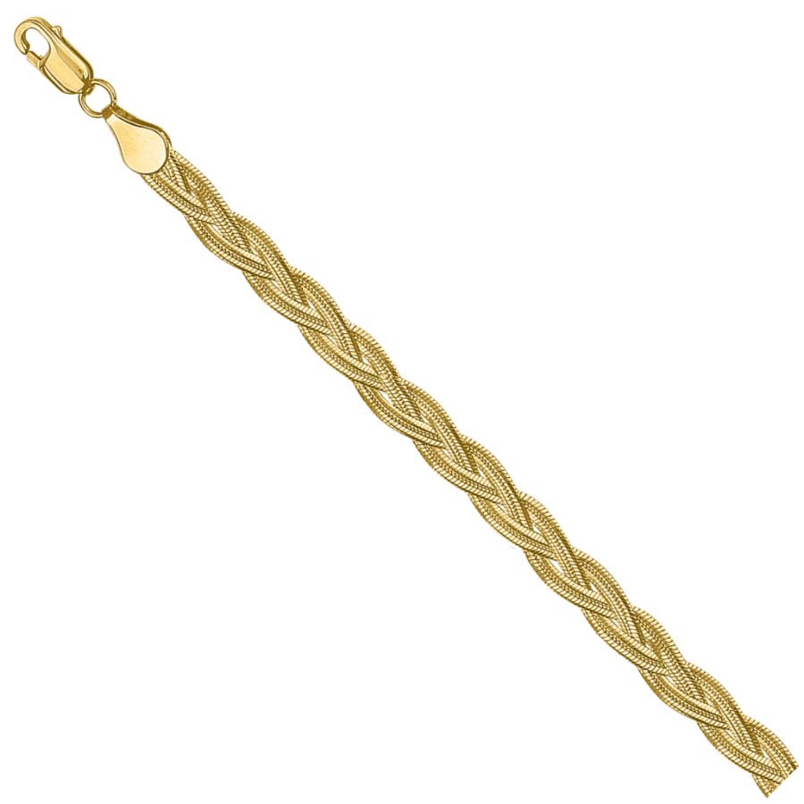 Neck jewellery in gold 585‰ Chain green Almond braid of 3 chains NC17-270 0.35MM 45SM 14.94G