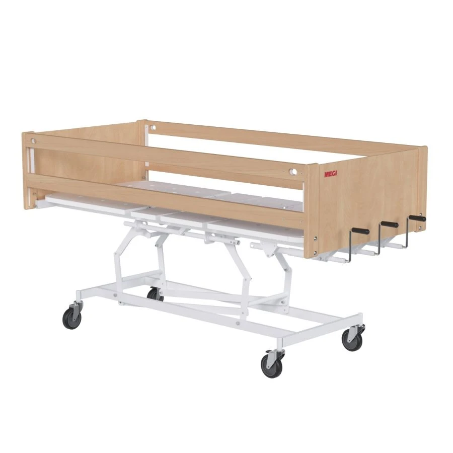 MEGI Spin 6 Functional medical bed with mechanical height adjustment (screw mechanism), wooden backrests, d