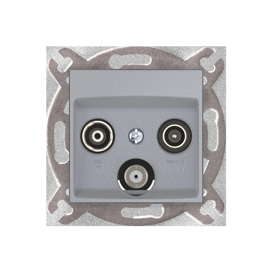 CADUCEUS ALING PRESTIGE Flush-mounted TV/FM/SAT antenna outlet, silver, Art. no. 6012S.S (mechanism). 6012S.S (mechanism)