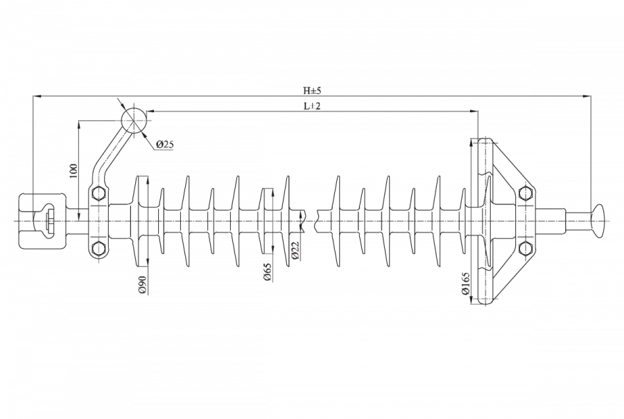 Linear suspended rod insulator with protective sheath made of organosilicon composition LK 70/150-IG-6 GP