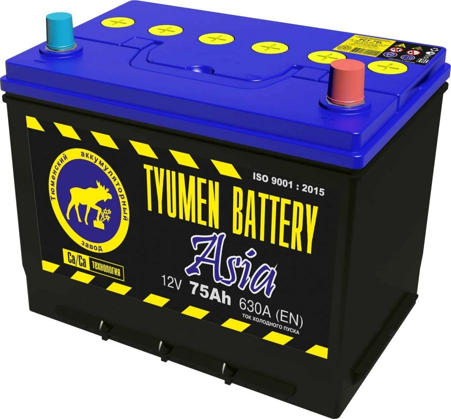 Accumulator lead starter battery TYUMEN BATTERY 6ST-75LR ASIA