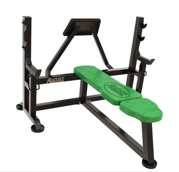 Bench for bench press with safety stops and partner stop