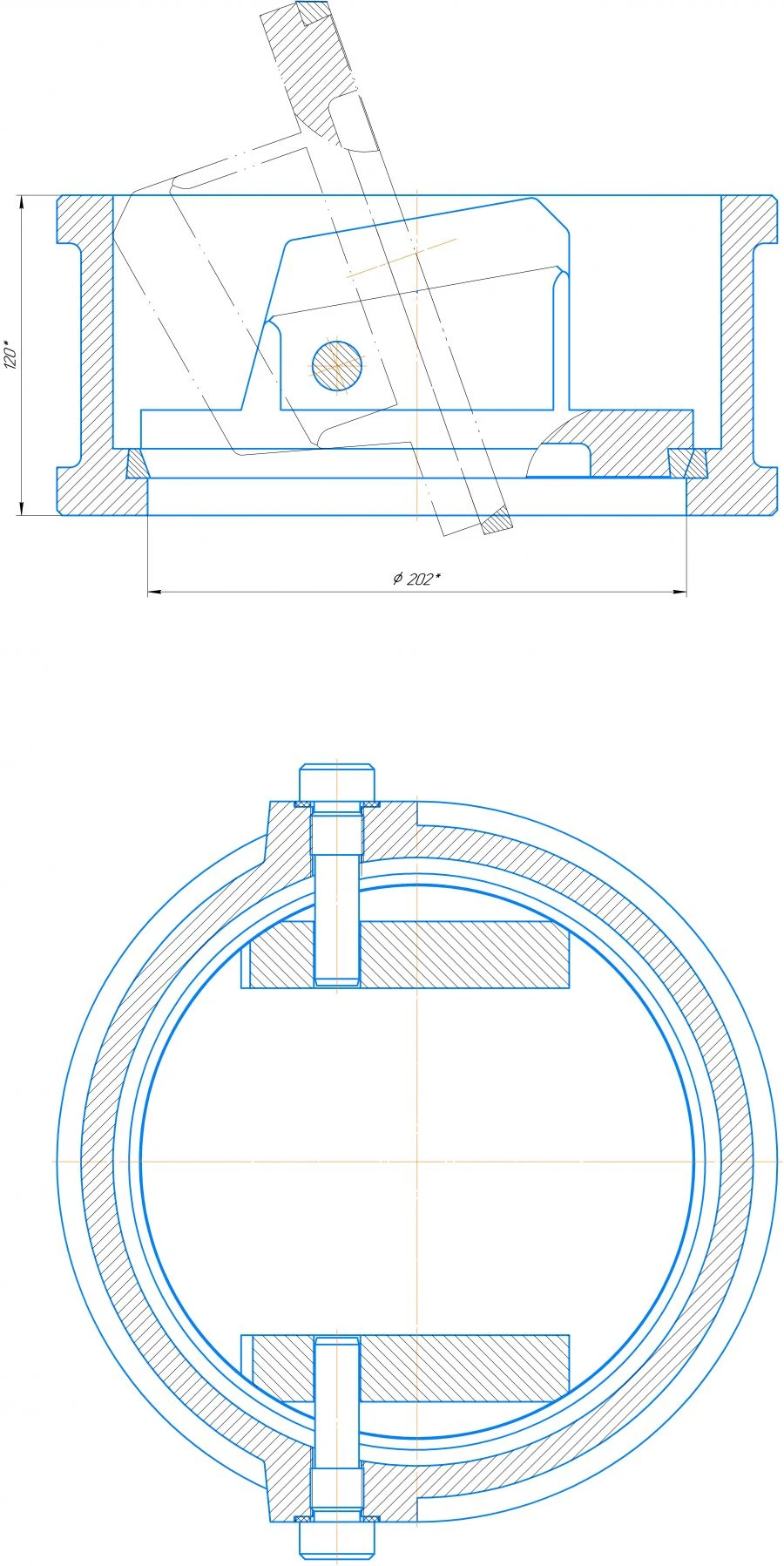 Butterfly check valve DN 200