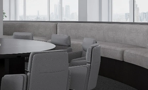 Round shaped upholstered bench