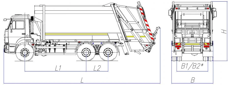 Rear-loading rubbish truck model MK-4544-07