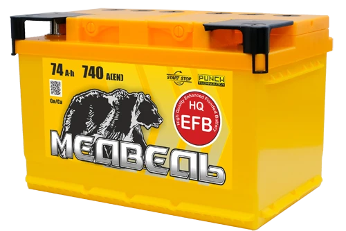 Lead battery for starting piston engines 6ST-74VLA EFB LB3 "Bear"
