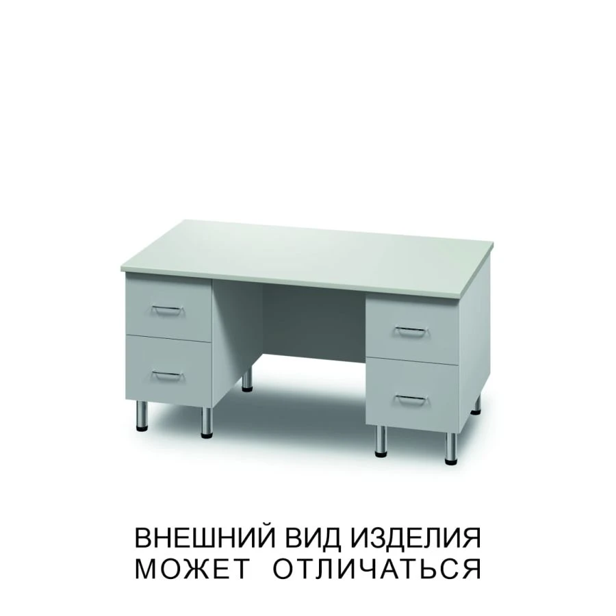 Double desk with high drawers and screen