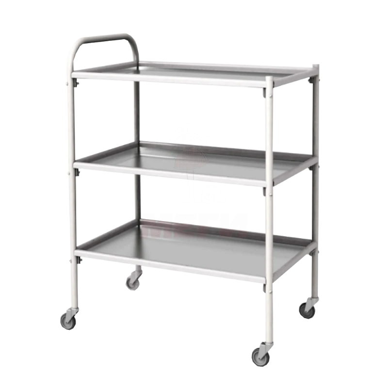 SPp-02-MSK(502) Mobile metal treatment table with three stainless steel shelves