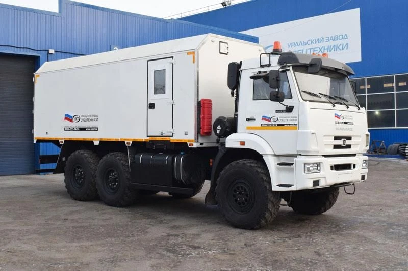 Vehicle for explosives, UZST brand, type UZST03, modification 586B-08 on chassis KAMAZ 5350-D5