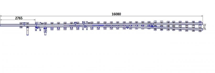 Straight frame rail of P65 type with curved shank of the project 2956.01.000-02