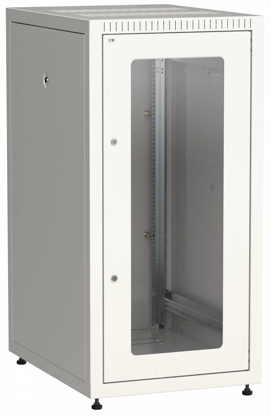 LE35-24U68-GM ITK Cabinet LINEA E 24U 600x800mm doors 2pc glass and metal grey.