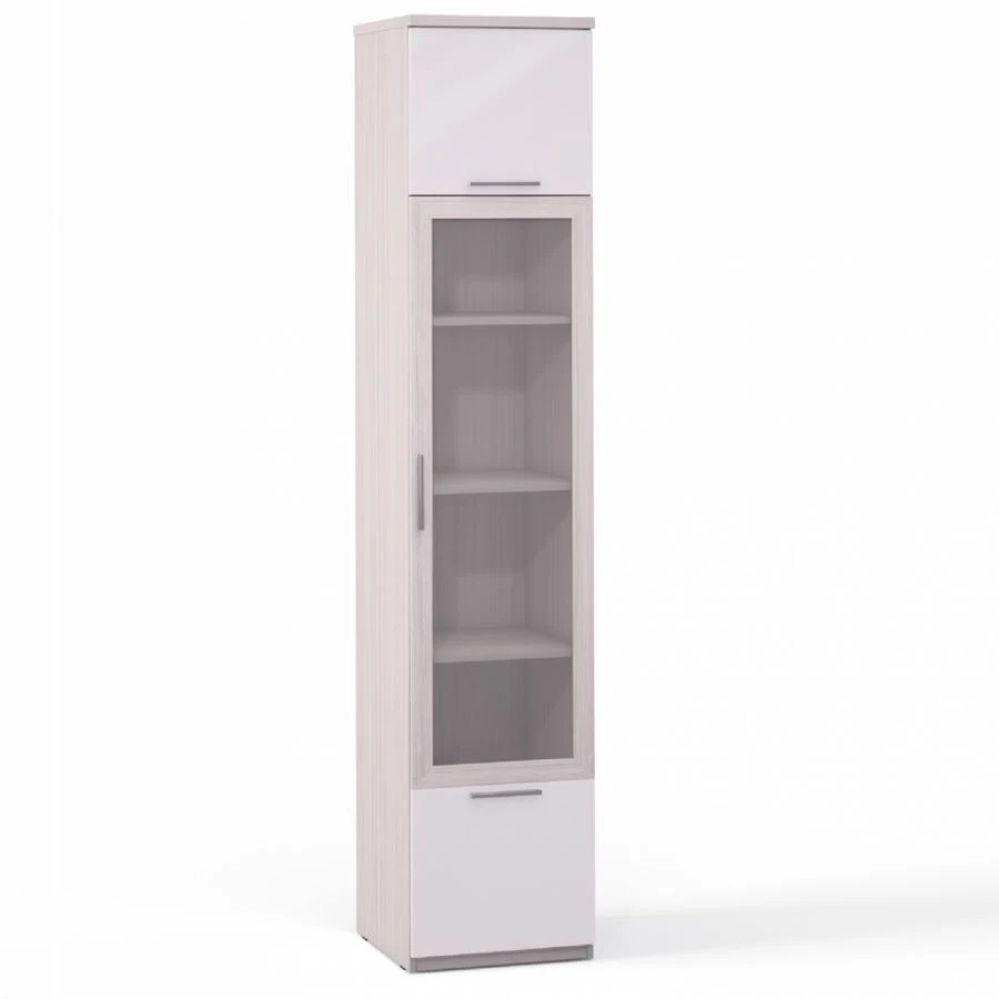 Rimini Ice F9A-01.CG/CM, Wardrobe 1 door, 1 glass, 2 doors. panel, shelves panel. (from the set of modular furniture Rimini Ice 
