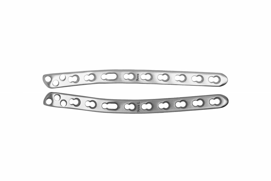 Distal humeral medial plate with angular stability right/left (with 3.5/4.0 mm screws)