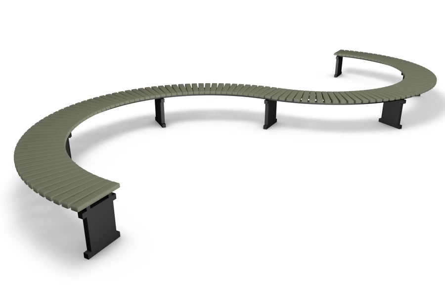 Modular metal frame Zigzag bench