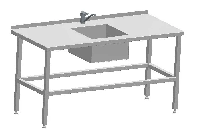 Table with sink for vegetable processing