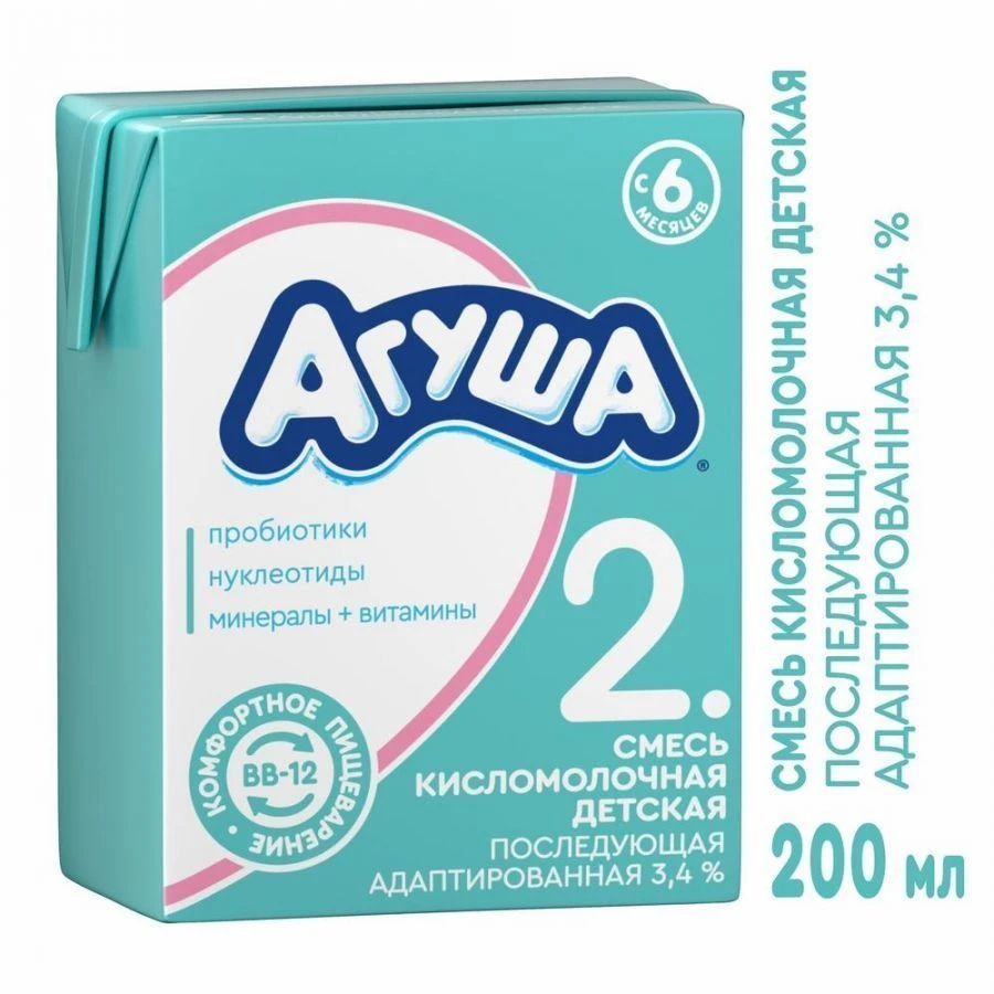 Sour-milk infant formula "Agusha-2", with mass fraction of fat 3.4 per cent