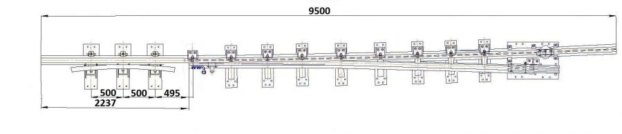 Frame rail with shank of project 2307.01.010-06
