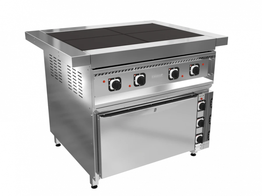 Electric cooker KEP-4ShZh-03 (4 burners KET-0,12, stainless. oven, 1050x895x860 mm).