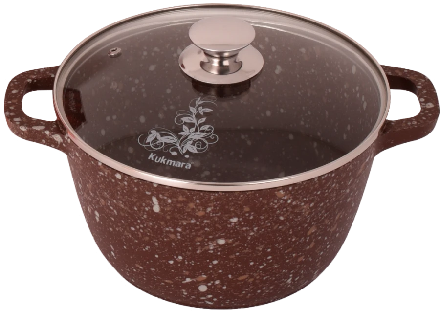 2,5L cast aluminium saucepan (with non-stick coating) TM Kukmara, with glass lid, "Elite Stone" line