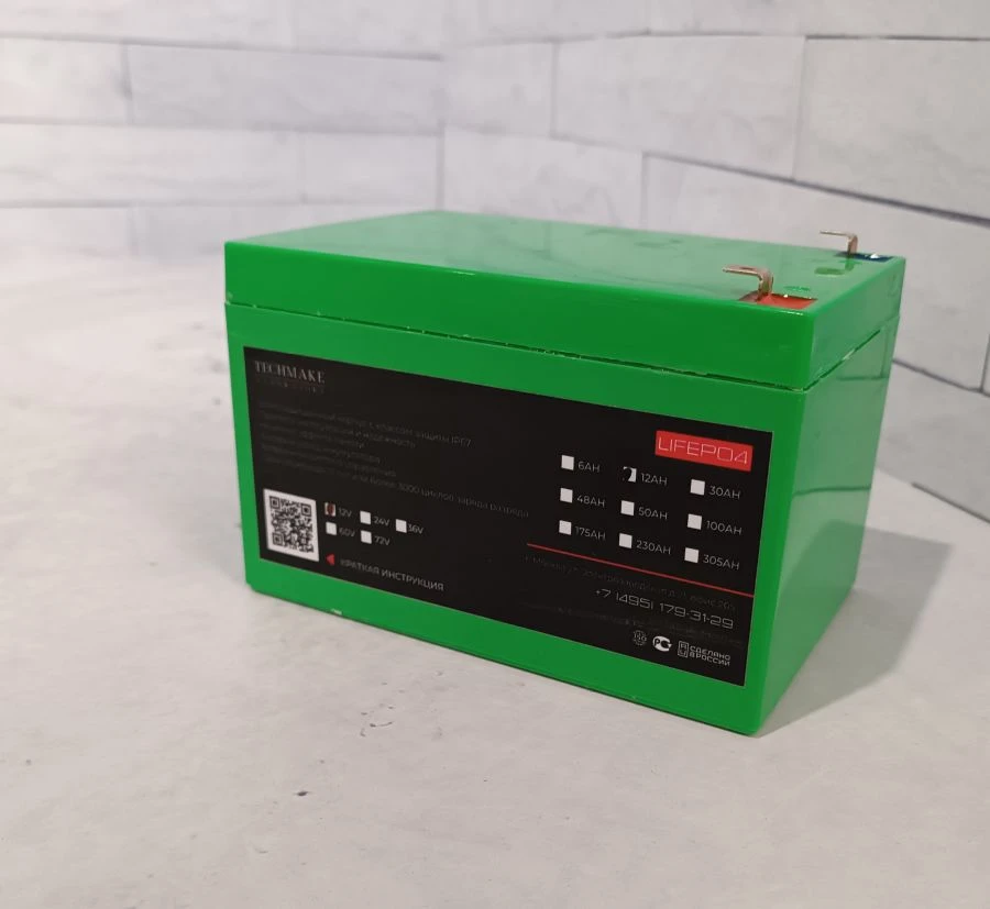 Techmake LiFePO4 12V 12Ah battery