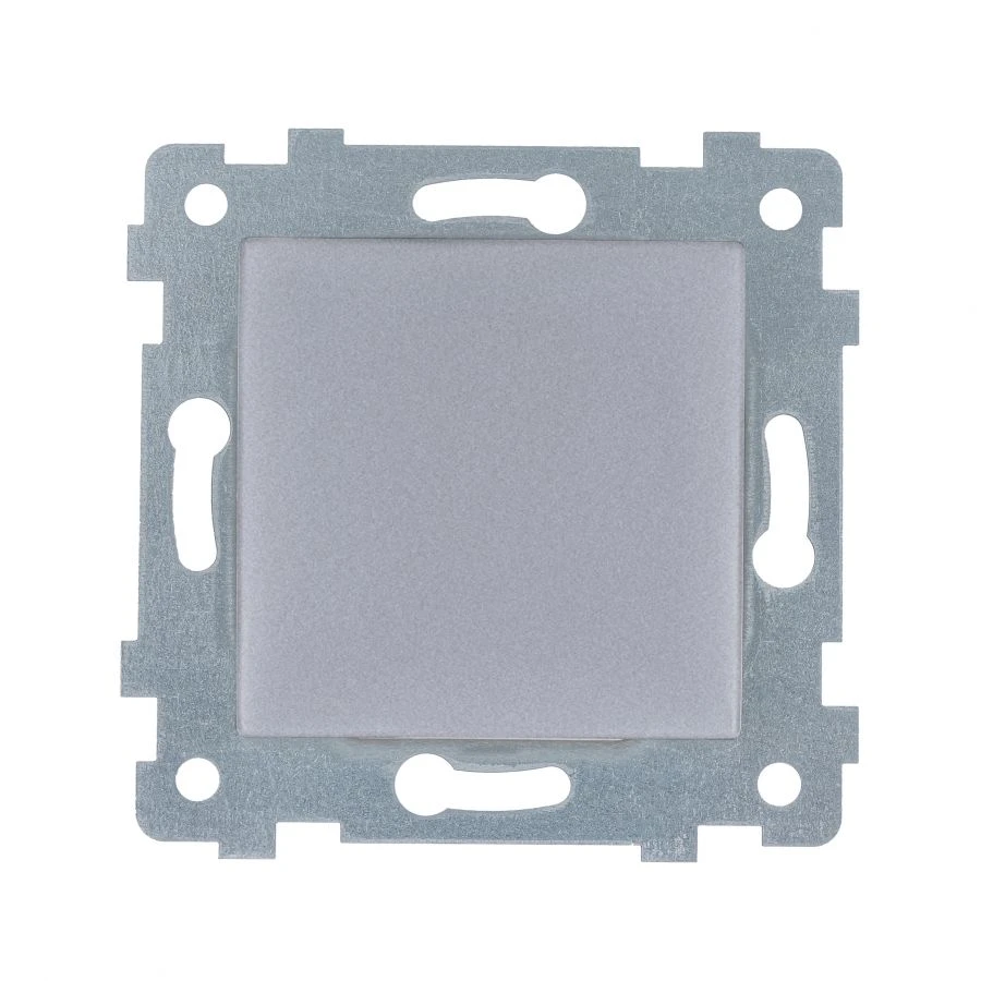"MARIA" Switch mechanism of single-key switch with flush-mounted light indicator C110-437 "aluminium" colour "ivory". C110-437 "