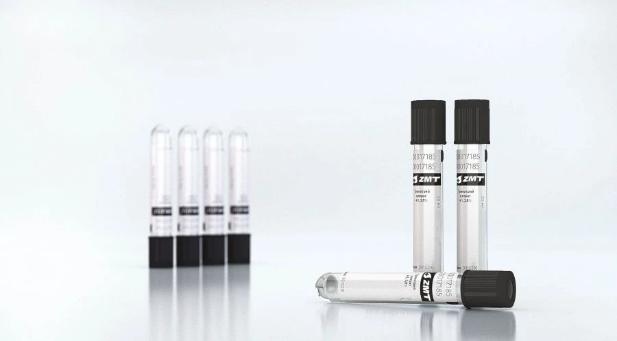 Vacuum tube for venous blood collection "ZMT" with filler trisodium citrate: 4:1, 3.8%, size 13X75 mm, volume taken