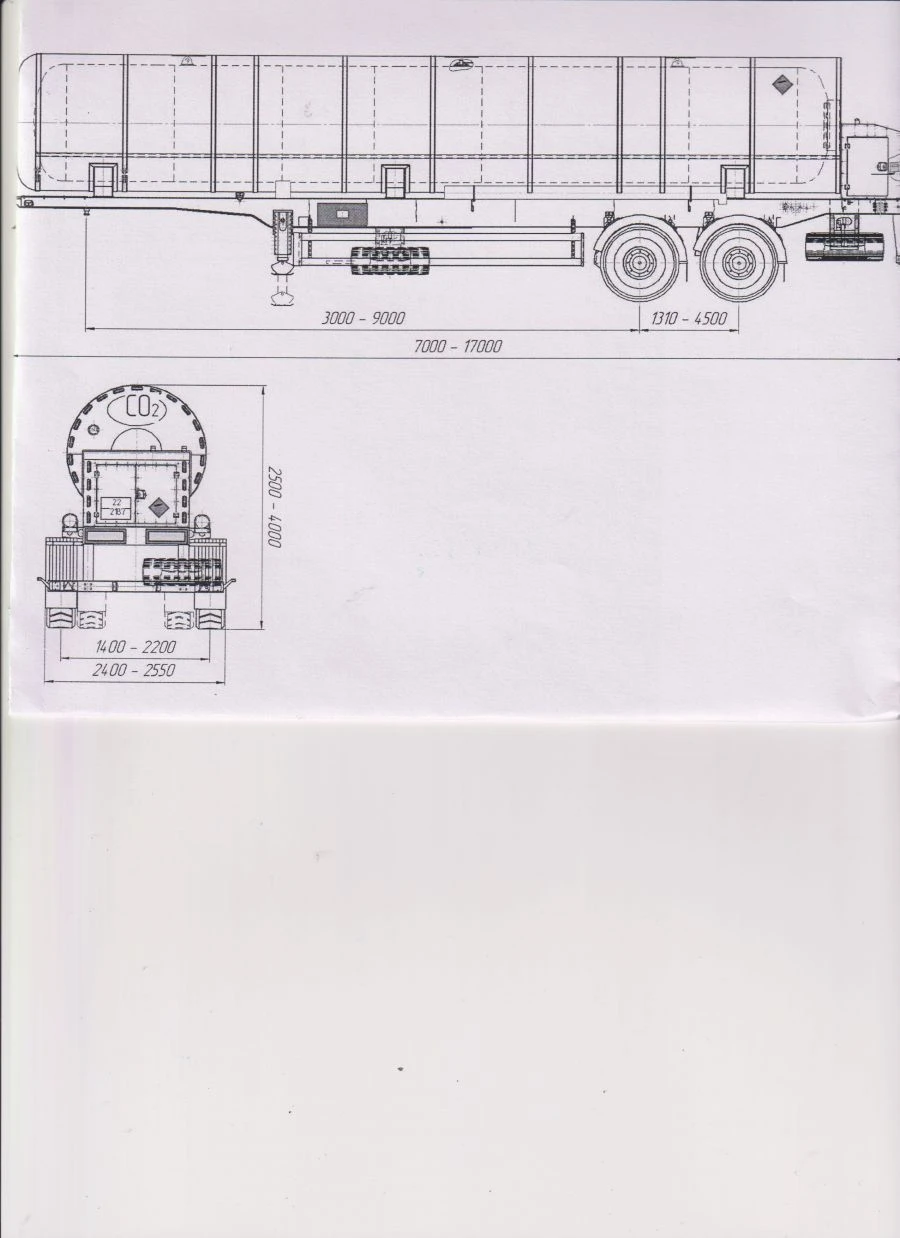 Semi-trailer-tanker PPTSTU-2, type P2, modification 92299-0000010-03. Axle unit AGOS-2-GT7-00.00.000-01 or axle unit BPW