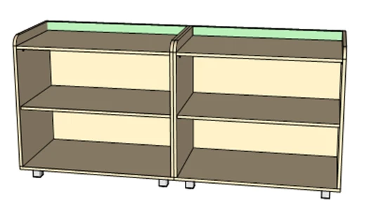 Curriculum wall with shelves (without blackboard)