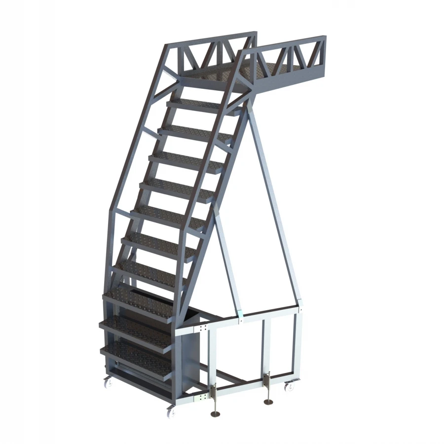 Aluminium mobile step ladder with platform-overhang LSA-2500-150