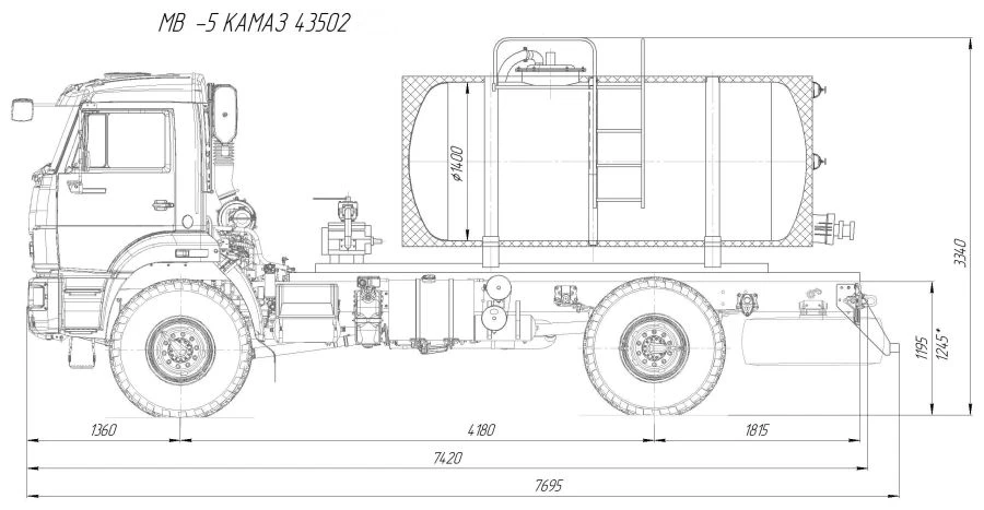 Vacuum tank truck MV 4671 P4-40 on chassis KAMAZ 43502-D5