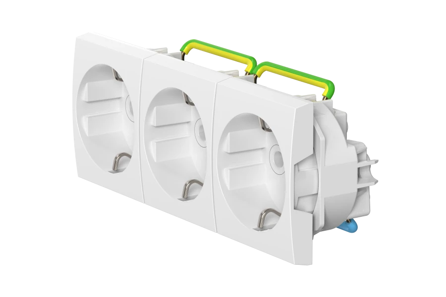CADUCEUS ALING MODE Receptacle triple flush-mounted socket with earthing without blinds 16A, 250V~, 3x2M, white, art. 66513.0