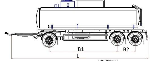Tank trailer type MDO431, modification 878535 on axle MD.?2?1850?9??120?13 (double axle) or on axle MD.?1?2050?9??120?13 (single