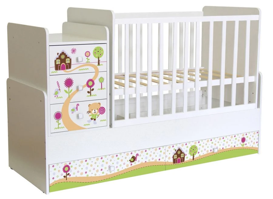 Polini Kids Simple 1100 Gingerbread House Crib, white, article number 0001442.9.3