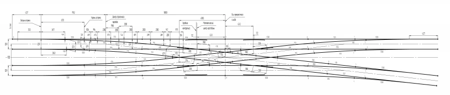 Crossing ramp of P50 type of 2/9 gauge 1520 mm with 4,0 m track spacing for metro lines of the project 2099.00.000-04