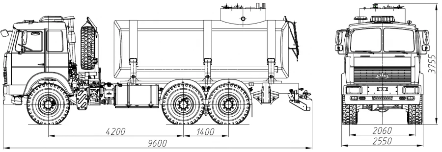 Tank truck for transportation of food liquids (technical water) ??? 4680G7-20 on chassis MAZ 6317F5, 6317F9