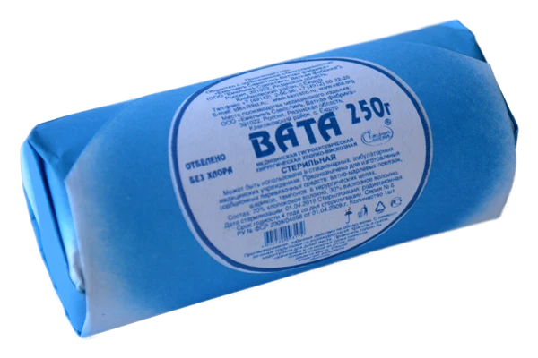 Medical hygroscopic surgical cotton-viscose sterile cotton wool according to TU 9393-004-44881728-2008
