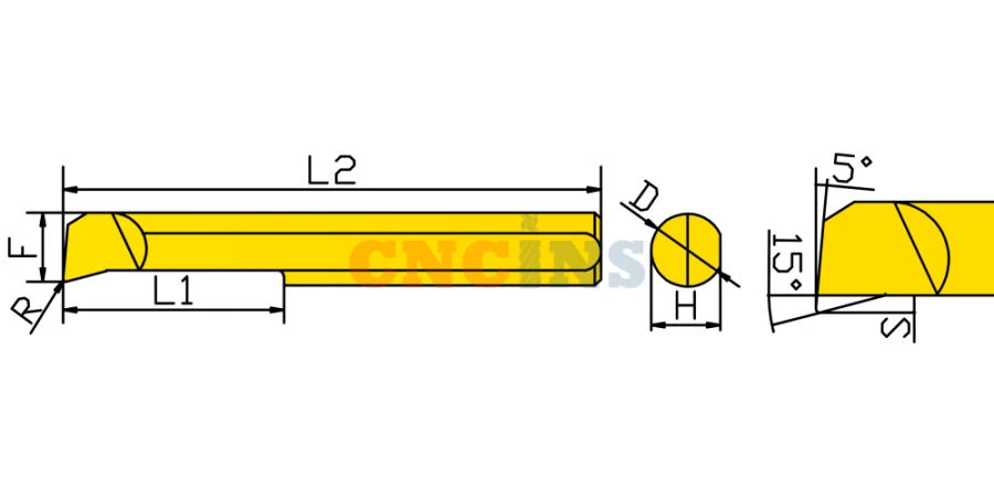 PSBUR4-15L-R0.1.TiAlN Mini-cutter for longitudinal boring with wear-resistant TiAlN coating