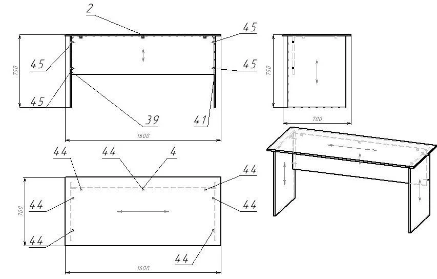Wooden writing desk
