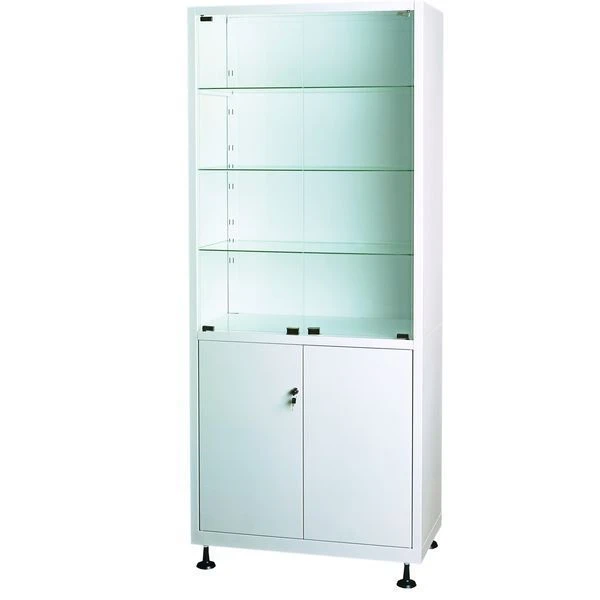 Medical metal two-section two-door cupboard with metal-glass doors for medicines ??-2.202-"Aibolit" TU 9452-0